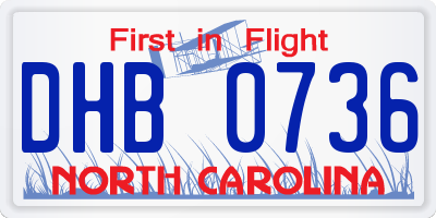 NC license plate DHB0736