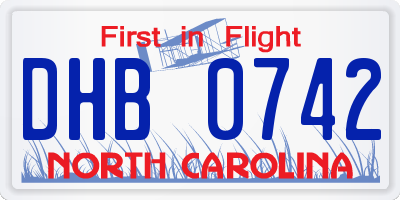 NC license plate DHB0742