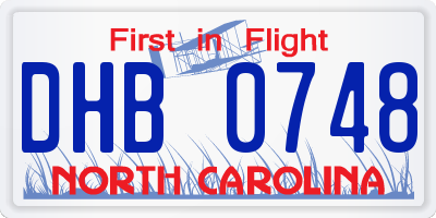 NC license plate DHB0748
