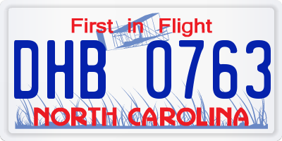 NC license plate DHB0763