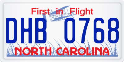 NC license plate DHB0768