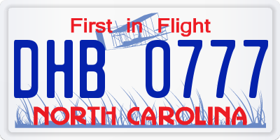 NC license plate DHB0777
