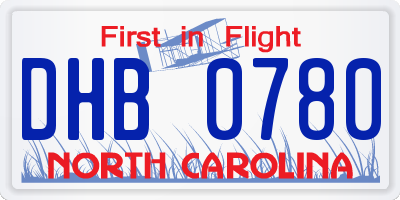 NC license plate DHB0780