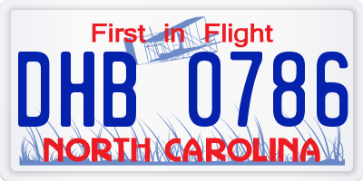 NC license plate DHB0786