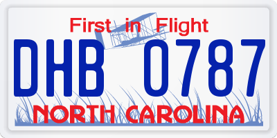 NC license plate DHB0787