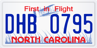 NC license plate DHB0795