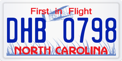 NC license plate DHB0798