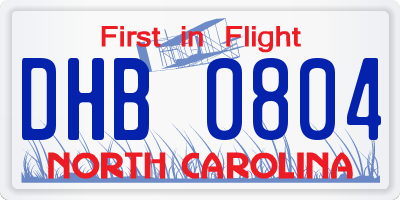 NC license plate DHB0804