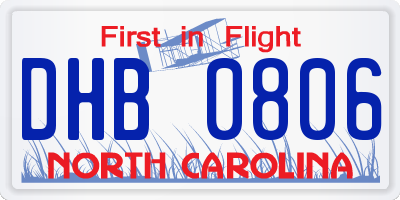 NC license plate DHB0806