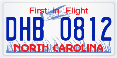 NC license plate DHB0812