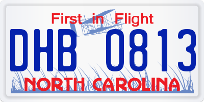 NC license plate DHB0813