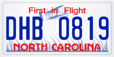 NC license plate DHB0819