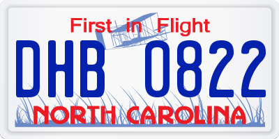 NC license plate DHB0822