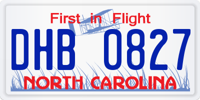 NC license plate DHB0827