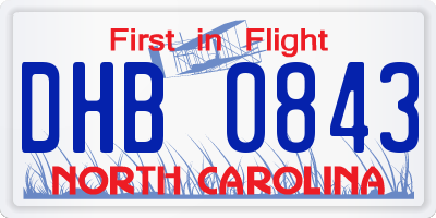 NC license plate DHB0843