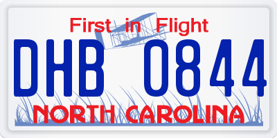 NC license plate DHB0844