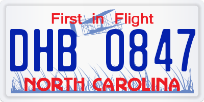 NC license plate DHB0847