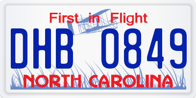 NC license plate DHB0849