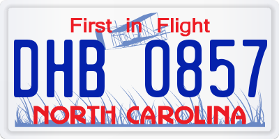 NC license plate DHB0857