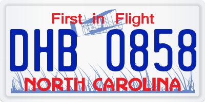 NC license plate DHB0858