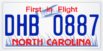 NC license plate DHB0887