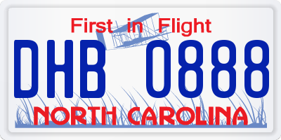 NC license plate DHB0888