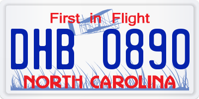 NC license plate DHB0890
