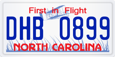 NC license plate DHB0899