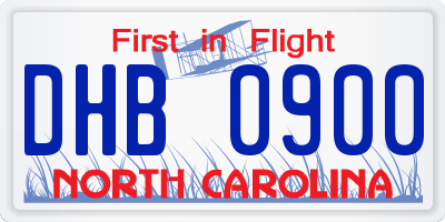 NC license plate DHB0900