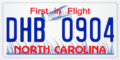 NC license plate DHB0904