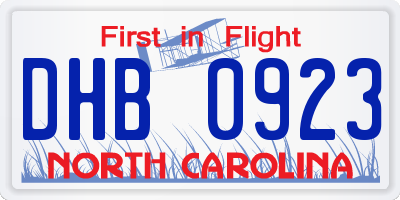 NC license plate DHB0923