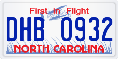 NC license plate DHB0932