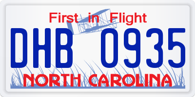 NC license plate DHB0935