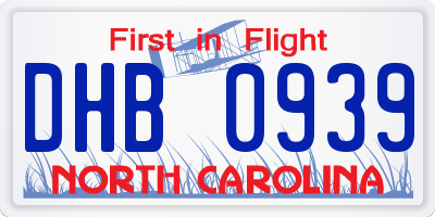 NC license plate DHB0939