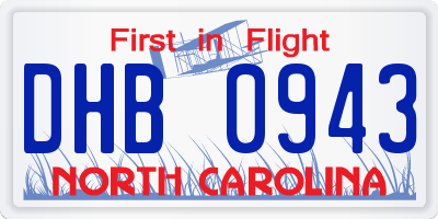 NC license plate DHB0943