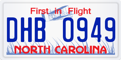 NC license plate DHB0949