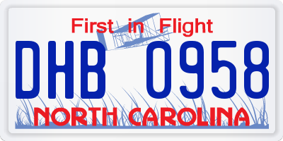 NC license plate DHB0958