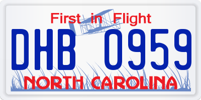 NC license plate DHB0959
