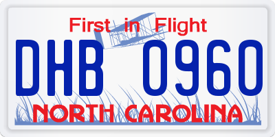 NC license plate DHB0960