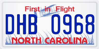 NC license plate DHB0968