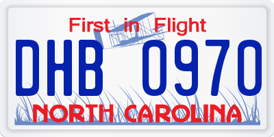 NC license plate DHB0970