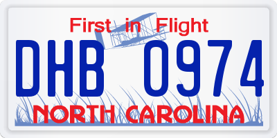 NC license plate DHB0974