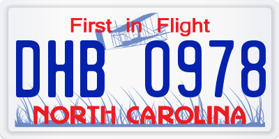 NC license plate DHB0978