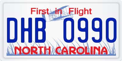 NC license plate DHB0990