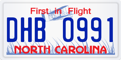 NC license plate DHB0991