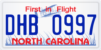 NC license plate DHB0997