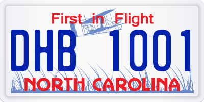 NC license plate DHB1001