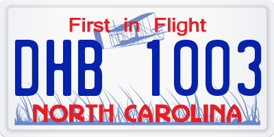NC license plate DHB1003