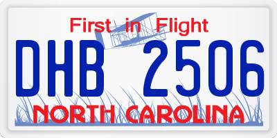 NC license plate DHB2506