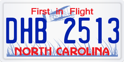 NC license plate DHB2513
